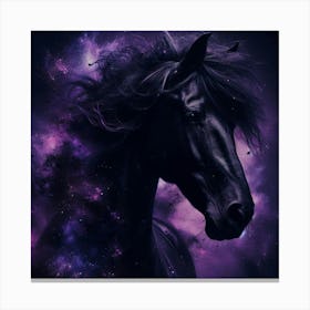 Black Horse In Space Canvas Print