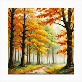 Forest In Autumn In Minimalist Style Square Composition 194 Canvas Print