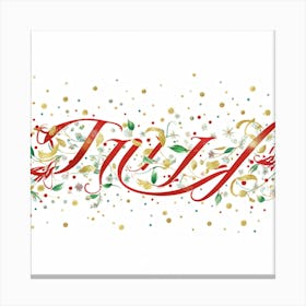 Calligraphic Typography Sprawls Across A Festive Greeting Banner Each Letter Crafted With Elaborate (5) Canvas Print