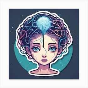 Girl With A Light Bulb In Her Head Canvas Print