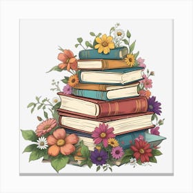 Books With Flowers 4 Stampe su tela