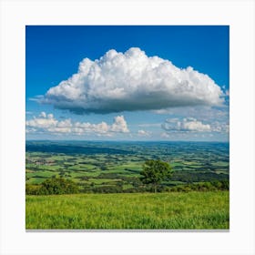 Cloudscape Dominated By Billowing White Cumulus Clouds Under A Bright Blue Sky Gentle Sunlight Cast (3) Canvas Print