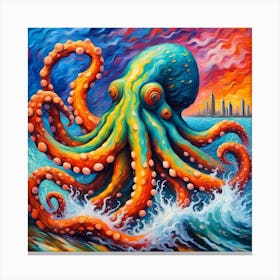 Colourful Kraken Canvas Print