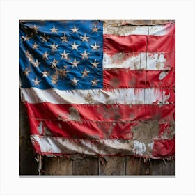 An Aging American Flag Crushed Lightly At The Corners Worn Yet Radiant Against The Passage Of Time Canvas Print