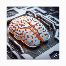 Brain On A Circuit Board 4 Canvas Print