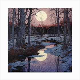 Full Moon In The Woods Canvas Print