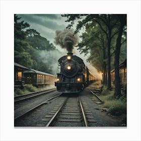Steam Train In The Woods Canvas Print