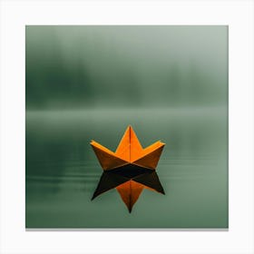 Origami Boat On Water Canvas Print