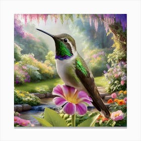 Hummingbird In The Garden Canvas Print