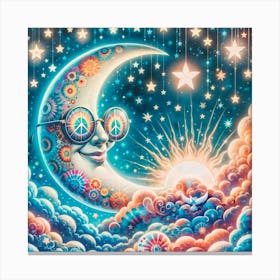 Moon And Stars Canvas Print