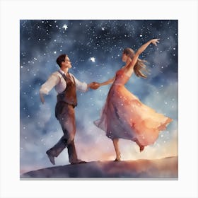 Starry Night Dance , A romantic couple dancing under the stars Canvas Print