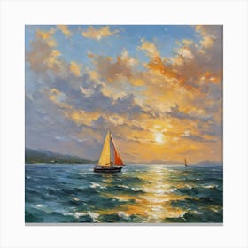 Sailboats At Sunset Canvas Print