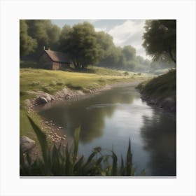 House By A River Canvas Print