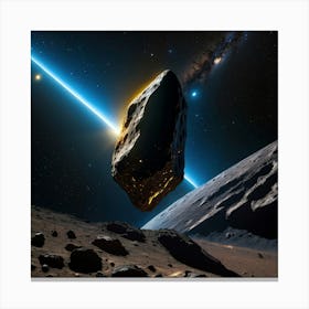 Yellow blue alien artifical asteroid floating in space 6 Canvas Print