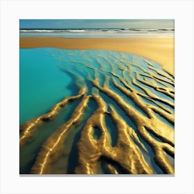 Liquid Sand, Golden Ripples on the Beach 3 Canvas Print