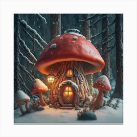 Red mushroom shaped like a hut 15 Canvas Print
