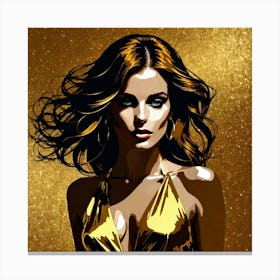 Woman In Gold Dress Canvas Print