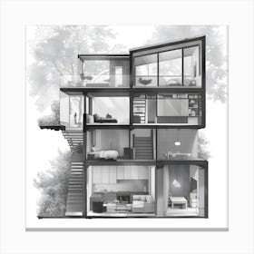 Modern House Design Canvas Print