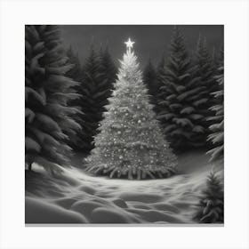 Christmas Tree In The Snow 8 Canvas Print
