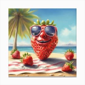 Strawberry On The Beach 2 Canvas Print