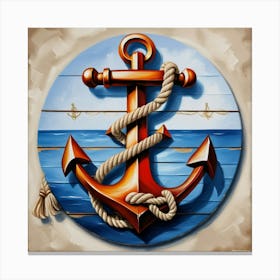 Ship anchor, Ropes, Oil painting 1 Canvas Print