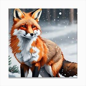 Fox In The Snow Canvas Print