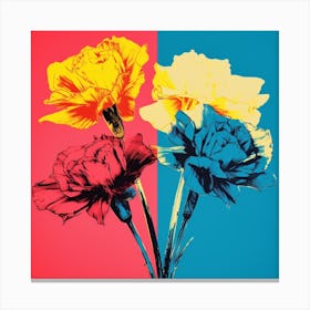 Andy Warhol Style Pop Art Flowers Carnation 2 Square Canvas Print