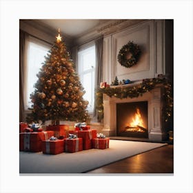 Christmas Tree In The Living Room 78 Canvas Print