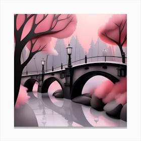 Bridge Over A River Landscape Canvas Print