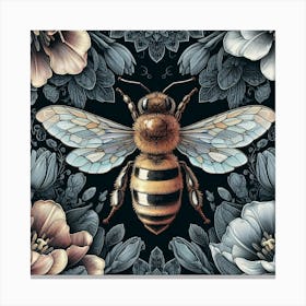 Bee And Flowers 6 Canvas Print