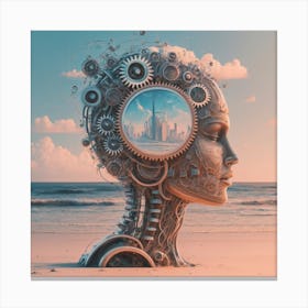 Woman'S Head With Gears Canvas Print