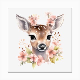 Deer With Flowers 4 Canvas Print