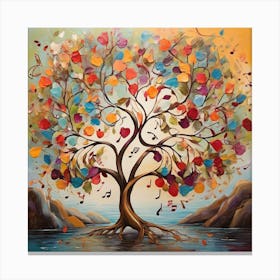 "The Melodic Tree: This painting embodies the convergence of art, nature, and music in a unique artistic experience. 2 Canvas Print