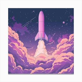 Pink Rocket In The Sky Canvas Print