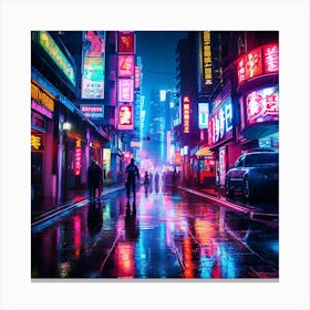 Neon City At Night Canvas Print