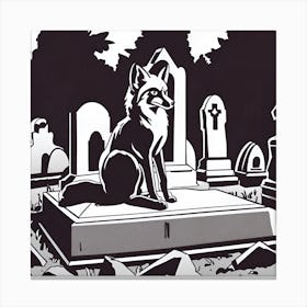 Fox In The Graveyard 1 Canvas Print