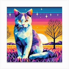 Pumpkin Low Poly Cat Canvas Print