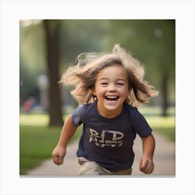 Happy Little Boy Running Canvas Print