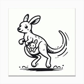 Line Art kangaroo 5 Canvas Print