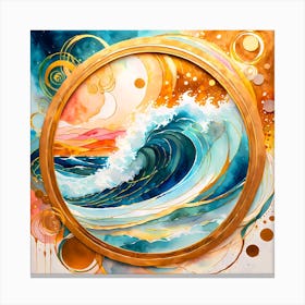 Abstract Waves And Tides Watercolor Painting. Canvas Print