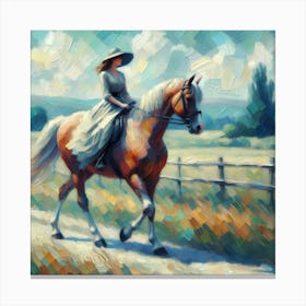 Girl Riding A Horse 3 Canvas Print