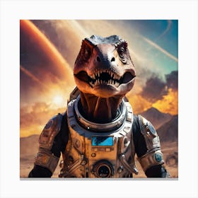 T Rex In Space Canvas Print