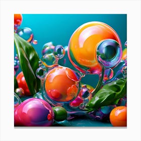 3d Bubbles Colors Dimensional Objects Illustrations Shapes Plants Vibrant Textured Spheric (14) 2 Canvas Print