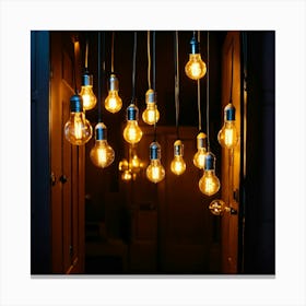 Ideas In The Form Of Light Bulbs Stand In Line At Canvas Print