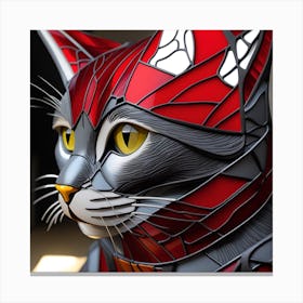 Cat, Pop Art 3D stained glass cat superhero limited edition 5/60 Canvas Print