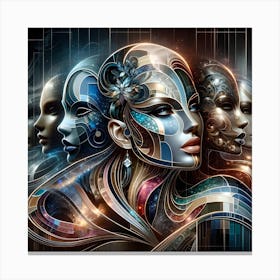 Galactic Muses: A Quartet of Cosmic Beauty Canvas Print