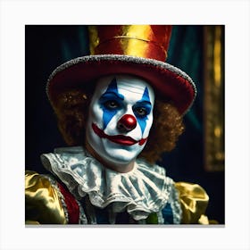 Theatre Clown in Gold and Red Top Hat with Glittering Brim Canvas Print