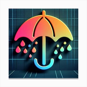 Umbrella With Rain Drops Canvas Print