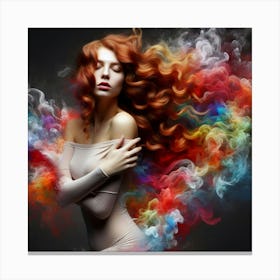 Beautiful Woman With Colorful Hair 1 Canvas Print