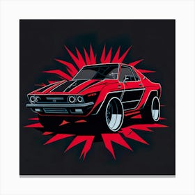 Car Red Artwork Of Graphic Design Flat (50) 1 Canvas Print